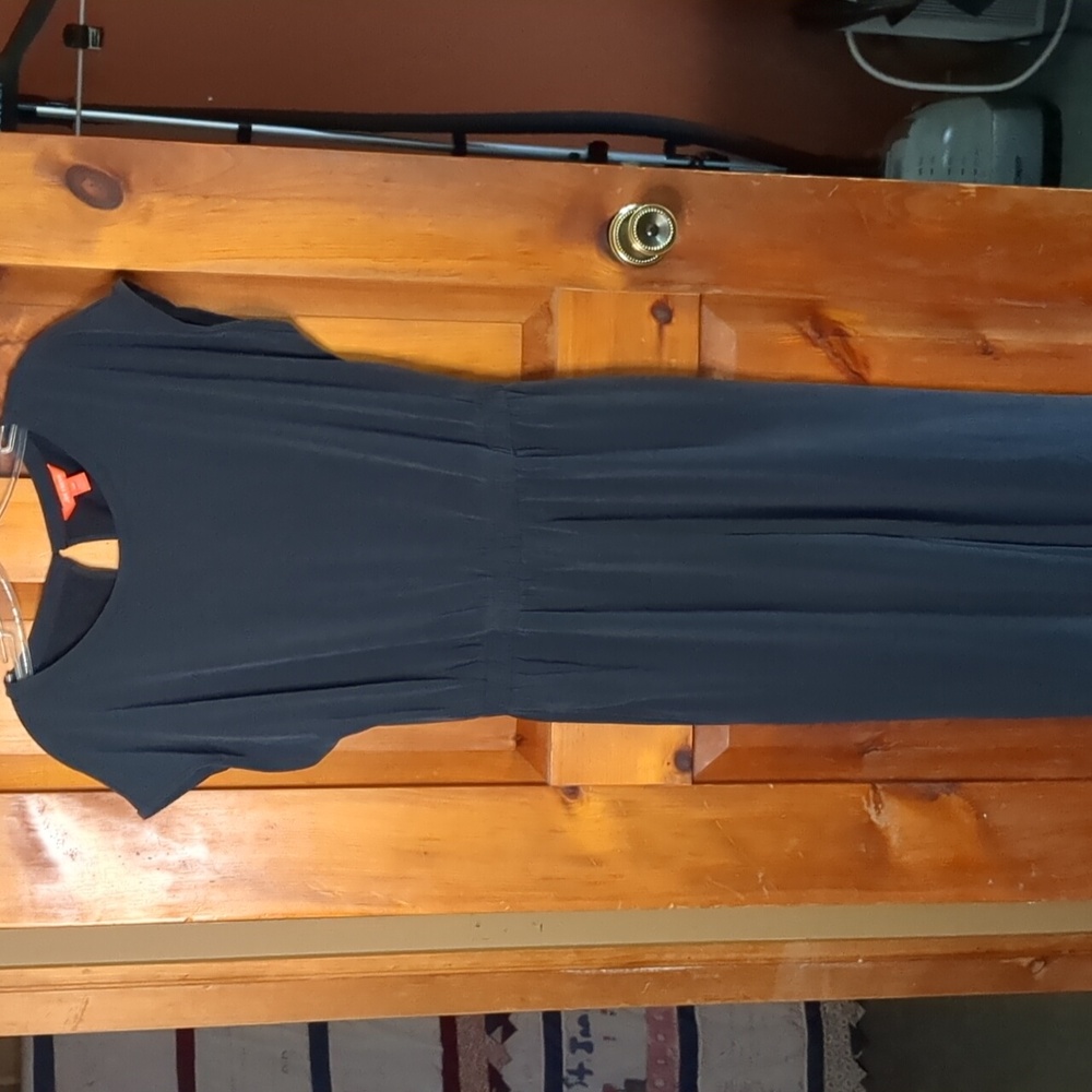 JOE FRESH* Size S elastic waist cap sleeve loop/button close 2pkt jumpsuit slate